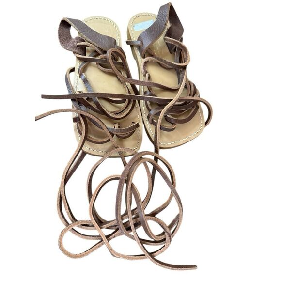 Junya Watanabe x Comme des Garçons Brown Leather Wrap Sandals XS US 6 - Picture 7 of 11